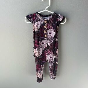 Little Bum Bums Bloom Shakalaka Bamboo Dark Floral Jumpsuit Romper with Buttons